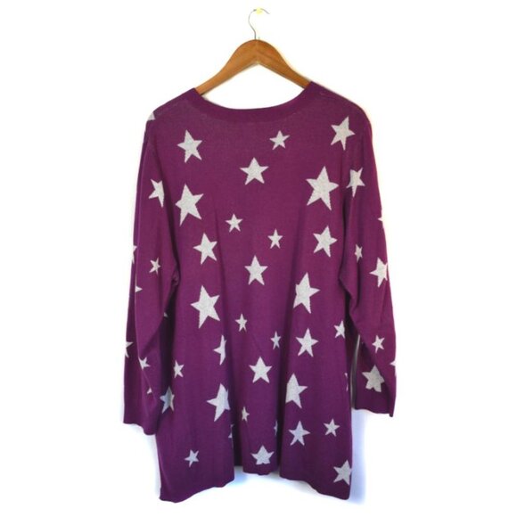 Lane Bryant Purple Star Print Tunic Sweater - Picture 3 of 6